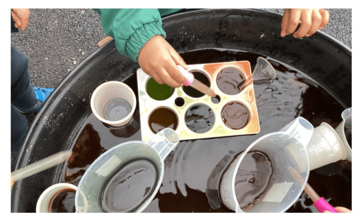 Pre-School experiment with mixing colours in water