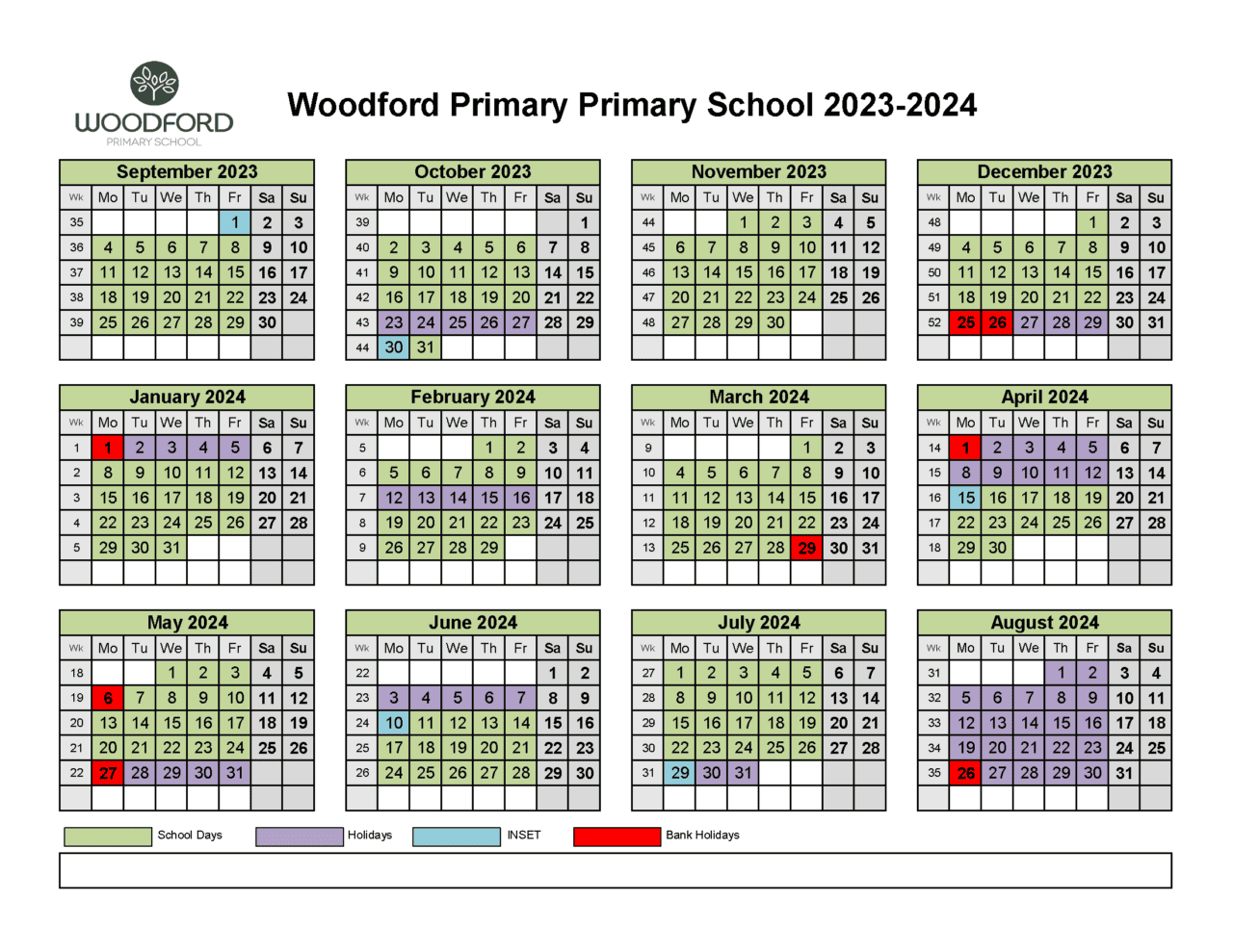 Term Dates Woodford Primary School