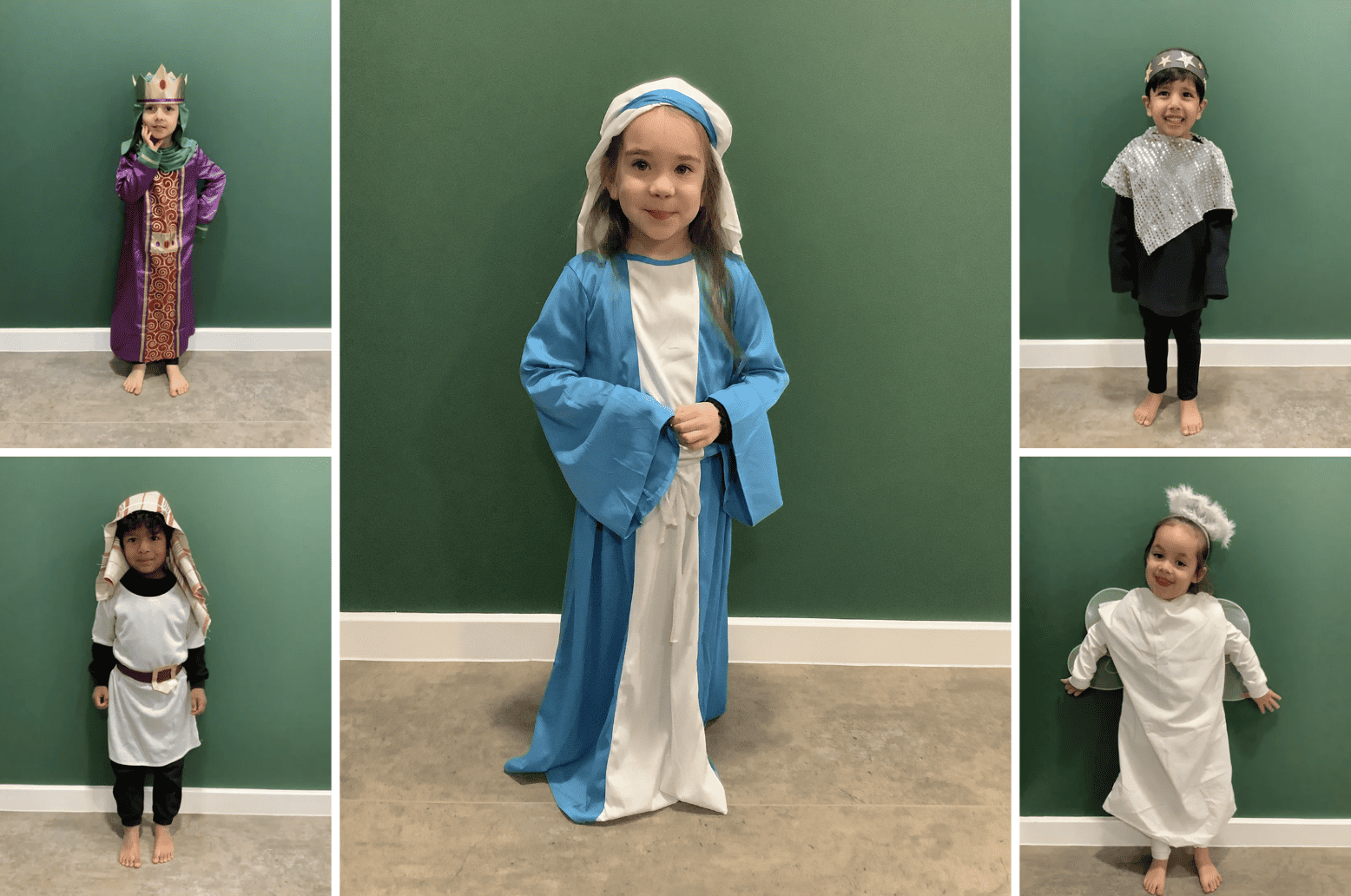 Pupils all dressed up in their nativity costumes.